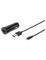 CARGADOR USB COCHE VIVANCO 2.4A LIGHTNING 1.2 M NEGRO
