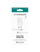 CARGADOR + CABLE VIVANCO USB C LIGHTNING 20W PD3.0 1,2m BLANCO