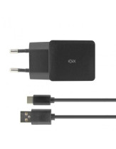 CARGADOR RED KSIX 2.4A USB + CABLE A TIPO C 1MT NEGRO