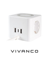 CUBO VIVANCO ALIMENTADOR 3V 2xUSB A 1xUSB C 3.4A 1,4m BLANCO